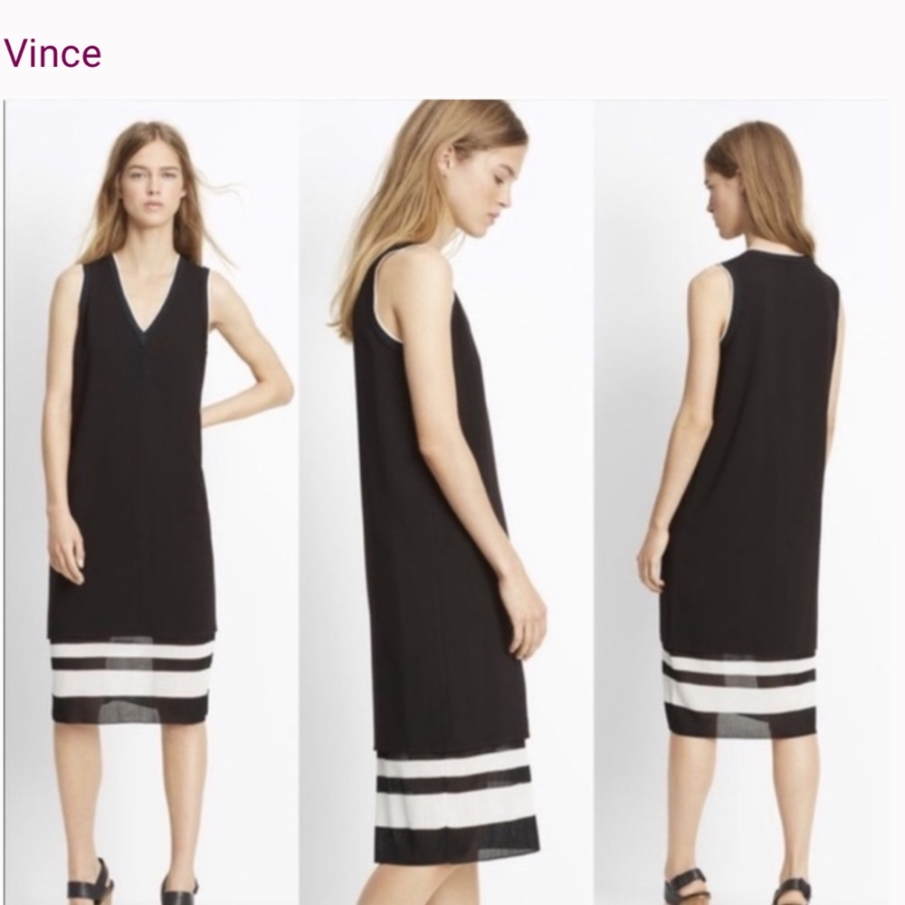 Vince Black Midi Dress with V-Neck Dress - Size 4